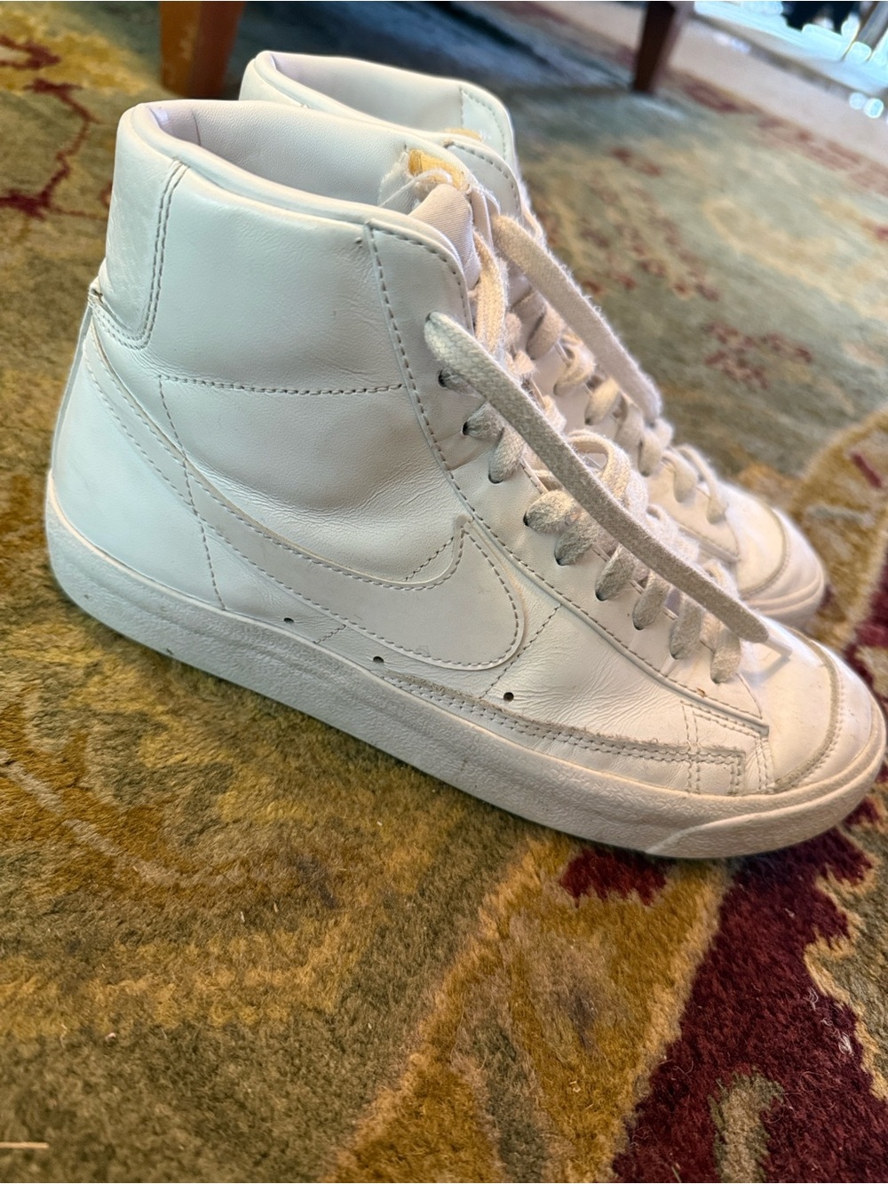 Nike White High-Top Leather Blazers